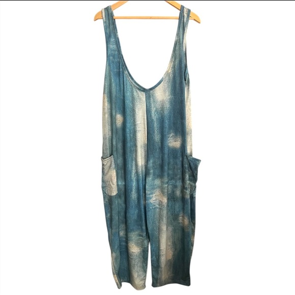 CCK Style Pants - Blue Boho Loose Fit Wide Leg Tie-Dye Jumpsuit